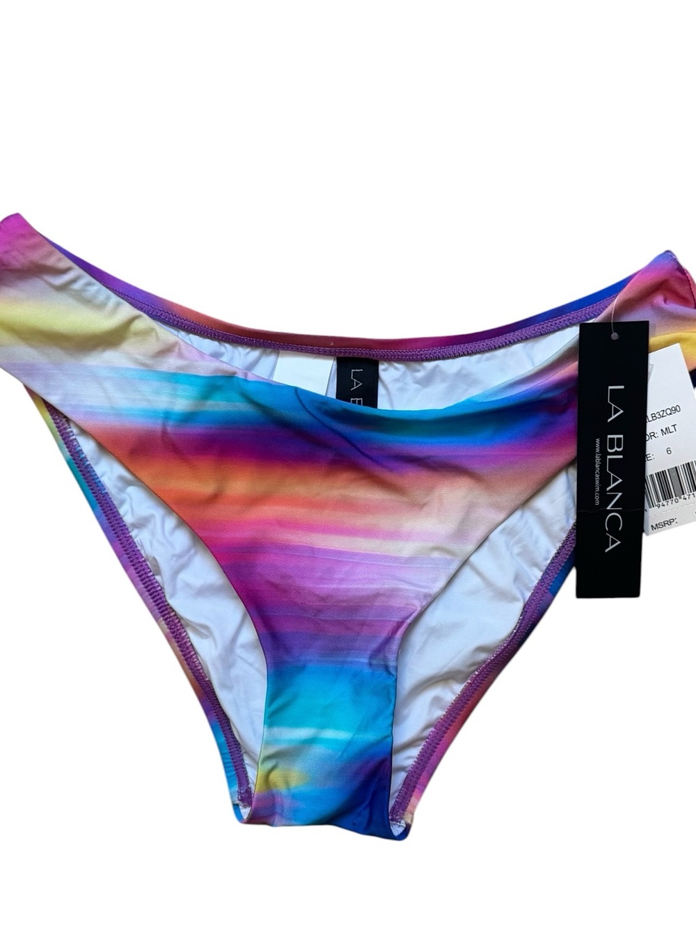 💖NWT La Blanca Women’s Tie Dye Colorful Cheeky Bikini Bathing Suit Bottoms | 6